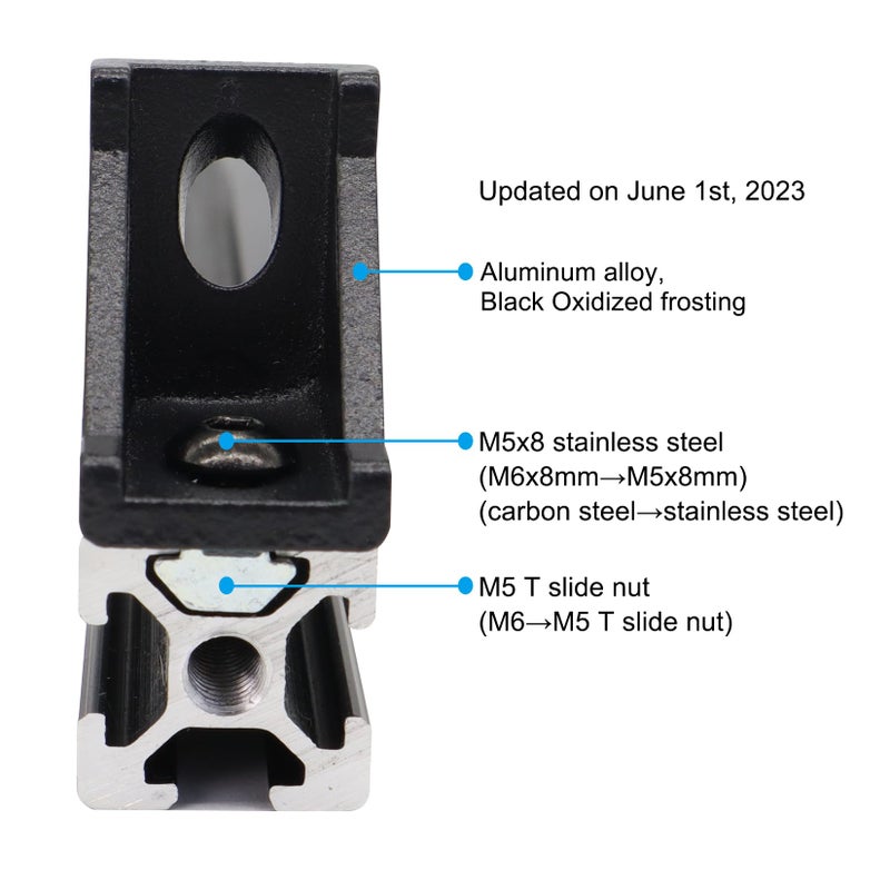 BLCCLOY 20 Sets 2020 Aluminum Extrusion Corner Brackets - 20 Series 90 Degree Right Angle Connectors with M5 Bolts & Nuts, Compatible with 20/20 80/20 2040 T V Slot Black Aluminum Profiles - Image 4